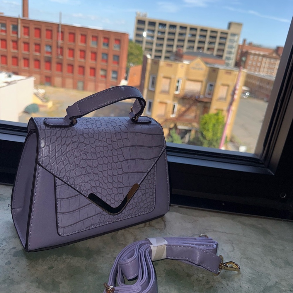 Stylish Purple Crocodile-Embossed Mini Bag